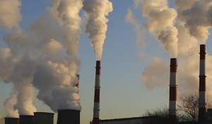 Factory pipes emitting smoke