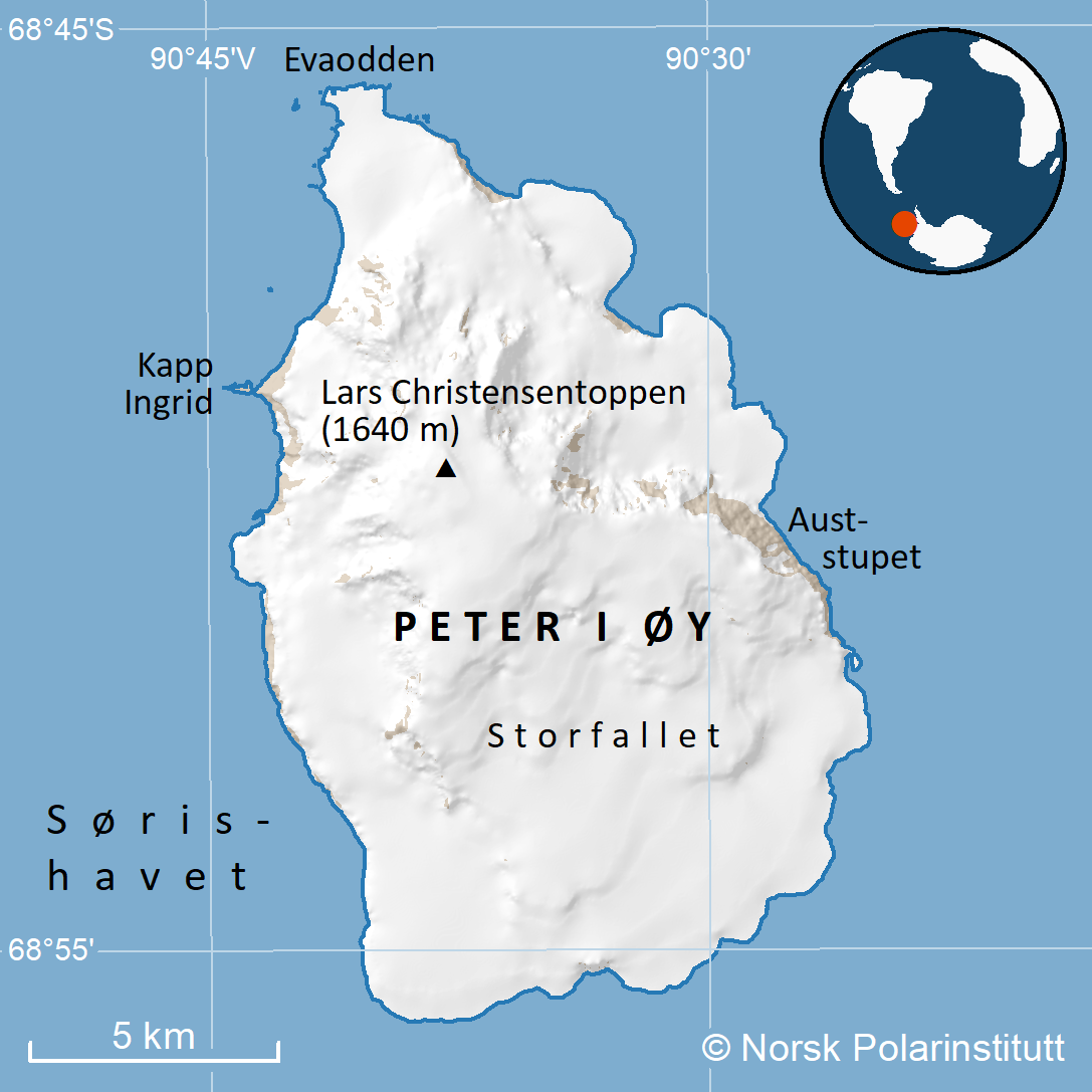 kart over Peter I øy