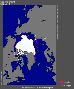Arctic sea ice extent for September 2013