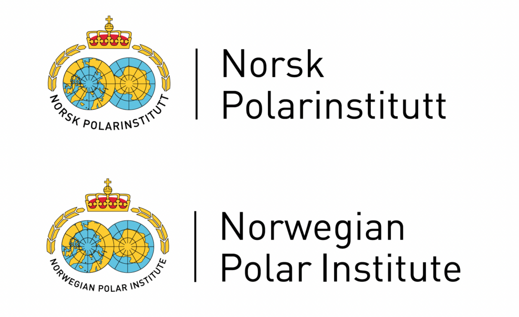 Norsk Polarinstitutts loge med navn skrevet ut til høyre for emblemet